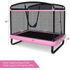 Giantex 6 FT Trampoline for Kids with Swing, Toddler Trampolines with Safety Enclosure Net, ASTM Approved, Rectangle Indoor & Outdoor Mini Kids Trampoline(Pink with Horizontal Bar)