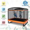 Giantex 6 FT Trampoline for Kids with Swing, Toddler Trampolines with Safety Enclosure Net, ASTM Approved, Rectangle Indoor & Outdoor Mini Kids Trampoline(Orange)