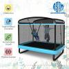 Giantex 6 FT Trampoline for Kids with Swing, Toddler Trampolines with Safety Enclosure Net, ASTM Approved, Rectangle Indoor & Outdoor Mini Kids Trampoline(Blue)
