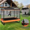 Giantex 6 FT Trampoline for Kids with Swing, Toddler Trampolines with Safety Enclosure Net, ASTM Approved, Rectangle Indoor & Outdoor Mini Kids Trampoline(Orange)