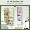 Giantex Wall or Door Mounted Jewelry Armoire with 47.5″ Full Length Mirror, Lockable Cabinet with 2 LED Lights, 2 Drawers, Over the Door Large Jewelry Storage Organizer (Light Oak)(Sage)
