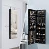 Giantex Wall or Door Mounted Jewelry Armoire with 47.5″ Full Length Mirror, Lockable Cabinet with 2 LED Lights, 2 Drawers, Over the Door Large Jewelry Storage Organizer (Light Oak)(Black)