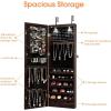 Giantex Wall or Door Mounted Jewelry Armoire with 47.5″ Full Length Mirror, Lockable Cabinet with 2 LED Lights, 2 Drawers, Over the Door Large Jewelry Storage Organizer (Light Oak)(Espresso)