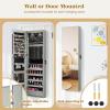 Giantex Wall or Door Mounted Jewelry Armoire with 47.5″ Full Length Mirror, Lockable Cabinet with 2 LED Lights, 2 Drawers, Over the Door Large Jewelry Storage Organizer (Light Oak)(Gray)