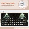 Giantex Wall or Door Mounted Jewelry Armoire with 47.5″ Full Length Mirror, Lockable Cabinet with 2 LED Lights, 2 Drawers, Over the Door Large Jewelry Storage Organizer (Light Oak)(White)