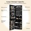 Giantex Wall or Door Mounted Jewelry Armoire with 47.5″ Full Length Mirror, Lockable Cabinet with 2 LED Lights, 2 Drawers, Over the Door Large Jewelry Storage Organizer (Light Oak)(Black)