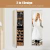 Giantex Wall or Door Mounted Jewelry Armoire with 47.5″ Full Length Mirror, Lockable Cabinet with 2 LED Lights, 2 Drawers, Over the Door Large Jewelry Storage Organizer (Light Oak)(Rustic Brown)