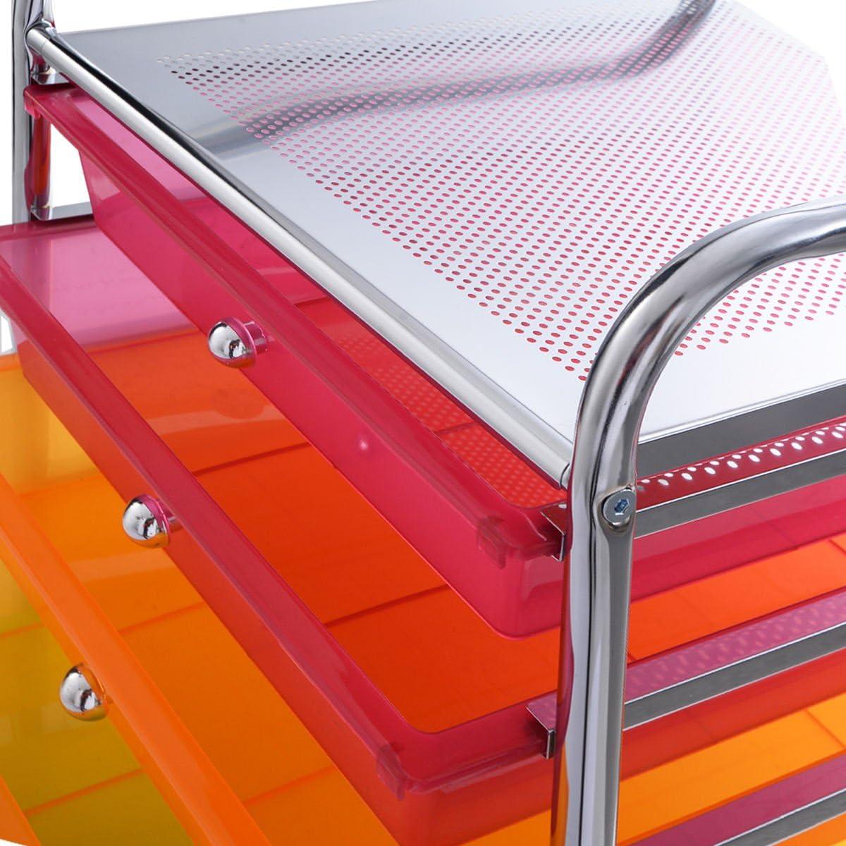 image:imageGiantex 15 Drawer Rolling Cart with Drawers Storage Organizer Cart for Classroom Office School Teacher Mobile Drawer Cart for Tools Crafts Small Printer Paper Pastel Ice CreamMulticolor
