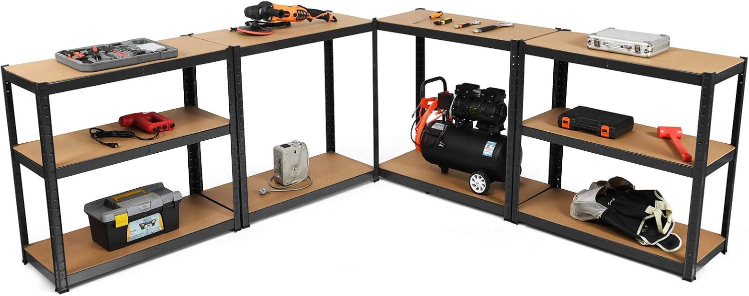 image:imageGiantex 2 Pieces Shelving Rack Storage Shelf Steel Garage Utility Rack 5Shelf Adjustable Shelves Heavy Duty Display Stand for Books Kitchenware Tools BoltFree Assembly 36x 16x 72 BlackBlack