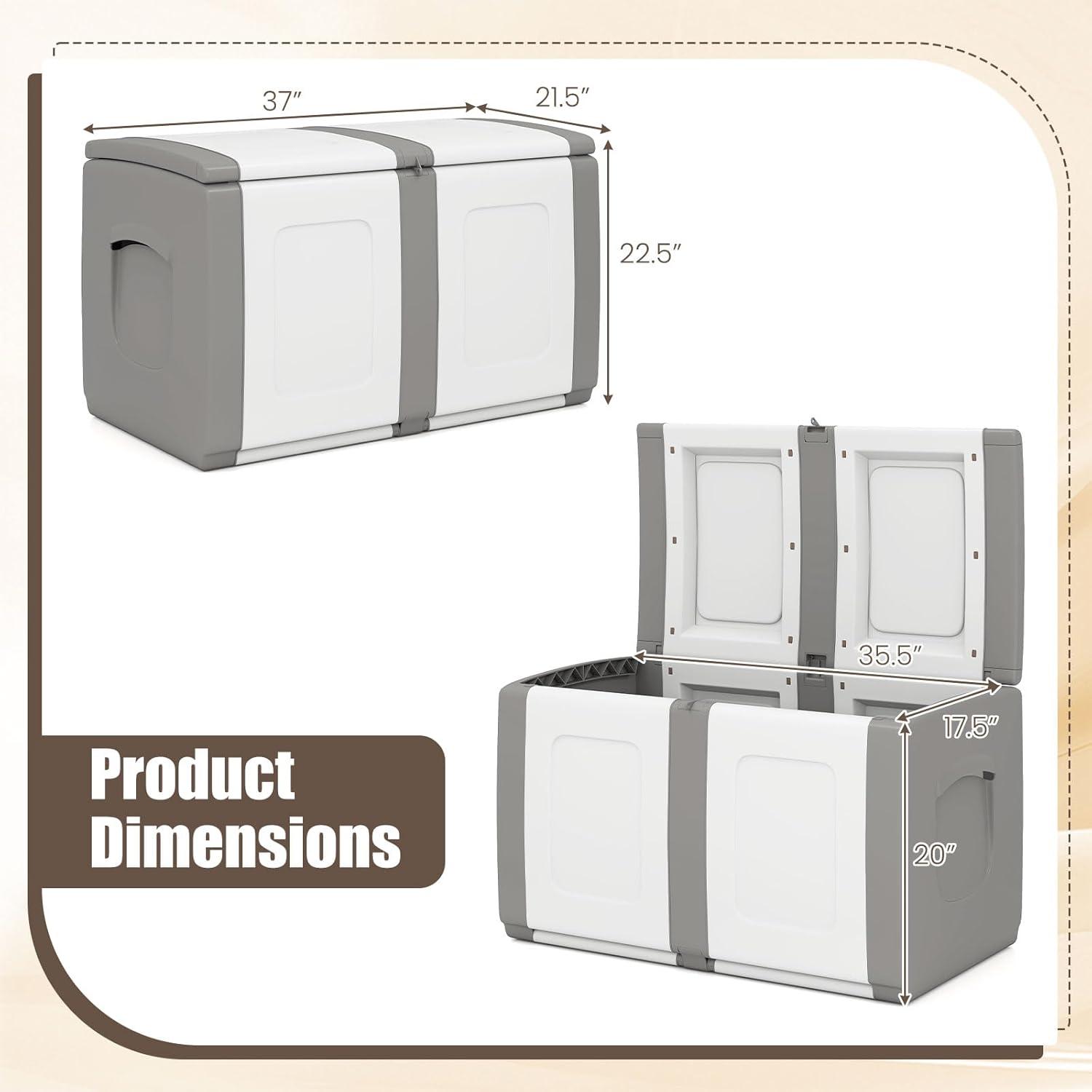 image:imageGiantex Outdoor Deck Box 27 Gallon Patio Container with Lockable Lid Weatherproof Plastic Storage Bin for Packages Garden Tools Cushions Pool Supplies SmallGreyGrey
