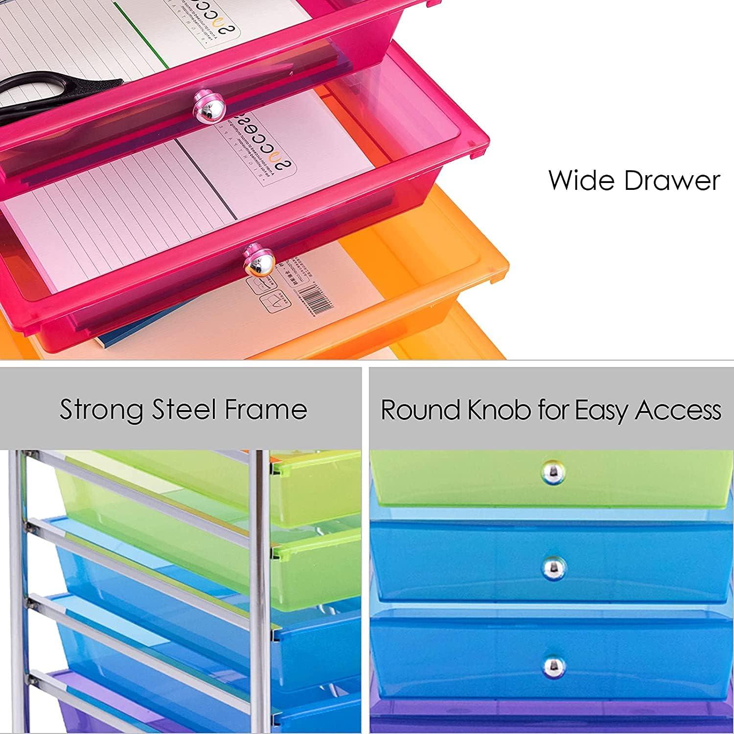 image:imageGiantex Plastic Boxes 10 Drawer Rolling Organizer Cart Utility Storage Tools Scrapbook Paper MultiUse Rainbow
