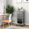 Giantex 15 Drawer Rolling Cart with Drawers, Storage Organizer Cart for Classroom Office School Teacher, Mobile Drawer Cart for Tools, Crafts, Small Printer, Paper, Pastel Ice Cream(Gray Gradient)