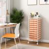 Giantex 15 Drawer Rolling Cart with Drawers, Storage Organizer Cart for Classroom Office School Teacher, Mobile Drawer Cart for Tools, Crafts, Small Printer, Paper, Pastel Ice Cream(Peach Fuzz)