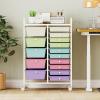 Giantex 15 Drawer Rolling Cart with Drawers, Storage Organizer Cart for Classroom Office School Teacher, Mobile Drawer Cart for Tools, Crafts, Small Printer, Paper, Pastel Ice Cream(Pastel Ice Cream)