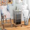 Giantex 15 Drawer Rolling Cart with Drawers, Storage Organizer Cart for Classroom Office School Teacher, Mobile Drawer Cart for Tools, Crafts, Small Printer, Paper, Pastel Ice Cream(Gray Gradient)