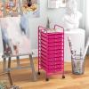 Giantex 15 Drawer Rolling Cart with Drawers, Storage Organizer Cart for Classroom Office School Teacher, Mobile Drawer Cart for Tools, Crafts, Small Printer, Paper, Pastel Ice Cream(Hot Pink)