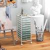 Giantex 15 Drawer Rolling Cart with Drawers, Storage Organizer Cart for Classroom Office School Teacher, Mobile Drawer Cart for Tools, Crafts, Small Printer, Paper, Pastel Ice Cream(Green Gradient)