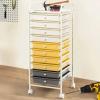 Giantex 15 Drawer Rolling Cart with Drawers, Storage Organizer Cart for Classroom Office School Teacher, Mobile Drawer Cart for Tools, Crafts, Small Printer, Paper, Pastel Ice Cream(Beige+Yellow+Grey)
