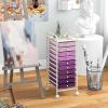 Giantex 15 Drawer Rolling Cart with Drawers, Storage Organizer Cart for Classroom Office School Teacher, Mobile Drawer Cart for Tools, Crafts, Small Printer, Paper, Pastel Ice Cream(Purple Gradient)