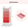 Giantex 15 Drawer Rolling Cart with Drawers, Storage Organizer Cart for Classroom Office School Teacher, Mobile Drawer Cart for Tools, Crafts, Small Printer, Paper, Pastel Ice Cream(Red)