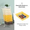Giantex 15 Drawer Rolling Cart with Drawers, Storage Organizer Cart for Classroom Office School Teacher, Mobile Drawer Cart for Tools, Crafts, Small Printer, Paper, Pastel Ice Cream(Beige+Yellow+Grey)
