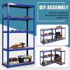 Giantex 2 Pieces Shelving Rack Storage Shelf Steel Garage Utility Rack 5-Shelf Adjustable Shelves Heavy Duty Display Stand for Books, Kitchenware, Tools Bolt-Free Assembly 36″x 16″x 72”, Black(Blue)