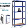 Giantex 2 Pieces Shelving Rack Storage Shelf Steel Garage Utility Rack 5-Shelf Adjustable Shelves Heavy Duty Display Stand for Books, Kitchenware, Tools Bolt-Free Assembly 36″x 16″x 72”, Black(Blue)
