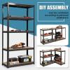 Giantex 2 Pieces Shelving Rack Storage Shelf Steel Garage Utility Rack 5-Shelf Adjustable Shelves Heavy Duty Display Stand for Books, Kitchenware, Tools Bolt-Free Assembly 36″x 16″x 72”, Black(Black)