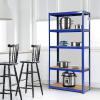 Giantex 2 Pieces Shelving Rack Storage Shelf Steel Garage Utility Rack 5-Shelf Adjustable Shelves Heavy Duty Display Stand for Books, Kitchenware, Tools Bolt-Free Assembly 36″x 16″x 72”, Black(Blue)