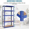 Giantex 2 Pieces Shelving Rack Storage Shelf Steel Garage Utility Rack 5-Shelf Adjustable Shelves Heavy Duty Display Stand for Books, Kitchenware, Tools Bolt-Free Assembly 36″x 16″x 72”, Black(Blue)
