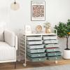 Giantex 20 Drawers Rolling Cart, Mobile Storage Drawer Cart, Classroom Organizer Cart for Office School Supplies Tools Scrapbook Paper Craft Small Printer, Utility Cart on Wheels, Green Gradient(Green Gradient)
