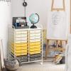 Giantex 20 Drawers Rolling Cart, Mobile Storage Drawer Cart, Classroom Organizer Cart for Office School Supplies Tools Scrapbook Paper Craft Small Printer, Utility Cart on Wheels, Green Gradient(Yellow)