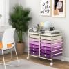 Giantex 20 Drawers Rolling Cart, Mobile Storage Drawer Cart, Classroom Organizer Cart for Office School Supplies Tools Scrapbook Paper Craft Small Printer, Utility Cart on Wheels, Green Gradient(Purple Gradient)