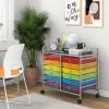 Giantex 20 Drawers Rolling Cart, Mobile Storage Drawer Cart, Classroom Organizer Cart for Office School Supplies Tools Scrapbook Paper Craft Small Printer, Utility Cart on Wheels, Green Gradient(Rainbow)