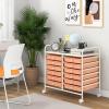 Giantex 20 Drawers Rolling Cart, Mobile Storage Drawer Cart, Classroom Organizer Cart for Office School Supplies Tools Scrapbook Paper Craft Small Printer, Utility Cart on Wheels, Green Gradient(Peach Fuzz)