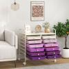 Giantex 20 Drawers Rolling Cart, Mobile Storage Drawer Cart, Classroom Organizer Cart for Office School Supplies Tools Scrapbook Paper Craft Small Printer, Utility Cart on Wheels, Green Gradient(Purple Gradient)