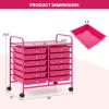 Giantex 20 Drawers Rolling Cart, Mobile Storage Drawer Cart, Classroom Organizer Cart for Office School Supplies Tools Scrapbook Paper Craft Small Printer, Utility Cart on Wheels, Green Gradient(Hot Pink)