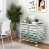 Giantex 20 Drawers Rolling Cart, Mobile Storage Drawer Cart, Classroom Organizer Cart for Office School Supplies Tools Scrapbook Paper Craft Small Printer, Utility Cart on Wheels, Green Gradient(Green Gradient)