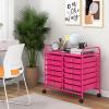 Giantex 20 Drawers Rolling Cart, Mobile Storage Drawer Cart, Classroom Organizer Cart for Office School Supplies Tools Scrapbook Paper Craft Small Printer, Utility Cart on Wheels, Green Gradient(Hot Pink)