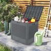 Giantex 25 Gallon Outdoor Storage Box, PP Deck Container with Rattan Patterns & Lockable Lid, All-Weather Patio Plastic Storage Bin for Package Delivery, Garden Tools, Patio Cushions (Grey)(Grey)