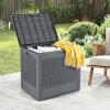 Giantex 25 Gallon Outdoor Storage Box, PP Deck Container with Rattan Patterns & Lockable Lid, All-Weather Patio Plastic Storage Bin for Package Delivery, Garden Tools, Patio Cushions (Grey)(Grey)