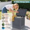 Giantex 25 Gallon Outdoor Storage Box, PP Deck Container with Rattan Patterns & Lockable Lid, All-Weather Patio Plastic Storage Bin for Package Delivery, Garden Tools, Patio Cushions (Grey)(Grey)