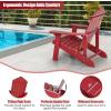 Giantex Outdoor Adirondack Chair – Oversized Patio Chairs w/Hidden Cup Holder, Realistic Wood Grain, 380 LBS Weight Capacity, Weather Resistant Firepit Chairs for Backyard, Garden (1, Red)(Red)