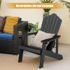 Giantex Outdoor Adirondack Chair – Oversized Patio Chairs w/Hidden Cup Holder, Realistic Wood Grain, 380 LBS Weight Capacity, Weather Resistant Firepit Chairs for Backyard, Garden (1, Red)(Black)