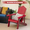 Giantex Outdoor Adirondack Chair – Oversized Patio Chairs w/Hidden Cup Holder, Realistic Wood Grain, 380 LBS Weight Capacity, Weather Resistant Firepit Chairs for Backyard, Garden (1, Red)(Red)