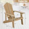 Giantex Outdoor Adirondack Chair – Oversized Patio Chairs w/Hidden Cup Holder, Realistic Wood Grain, 380 LBS Weight Capacity, Weather Resistant Firepit Chairs for Backyard, Garden (1, Red)(Teak)