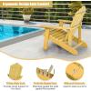 Giantex Outdoor Adirondack Chair – Oversized Patio Chairs w/Hidden Cup Holder, Realistic Wood Grain, 380 LBS Weight Capacity, Weather Resistant Firepit Chairs for Backyard, Garden (1, Red)(Yellow)