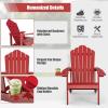 Giantex Outdoor Adirondack Chair – Oversized Patio Chairs w/Hidden Cup Holder, Realistic Wood Grain, 380 LBS Weight Capacity, Weather Resistant Firepit Chairs for Backyard, Garden (1, Red)(Red  Navy)