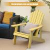 Giantex Outdoor Adirondack Chair – Oversized Patio Chairs w/Hidden Cup Holder, Realistic Wood Grain, 380 LBS Weight Capacity, Weather Resistant Firepit Chairs for Backyard, Garden (1, Red)(Yellow)