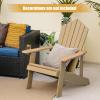 Giantex Outdoor Adirondack Chair – Oversized Patio Chairs w/Hidden Cup Holder, Realistic Wood Grain, 380 LBS Weight Capacity, Weather Resistant Firepit Chairs for Backyard, Garden (1, Red)(Teak)